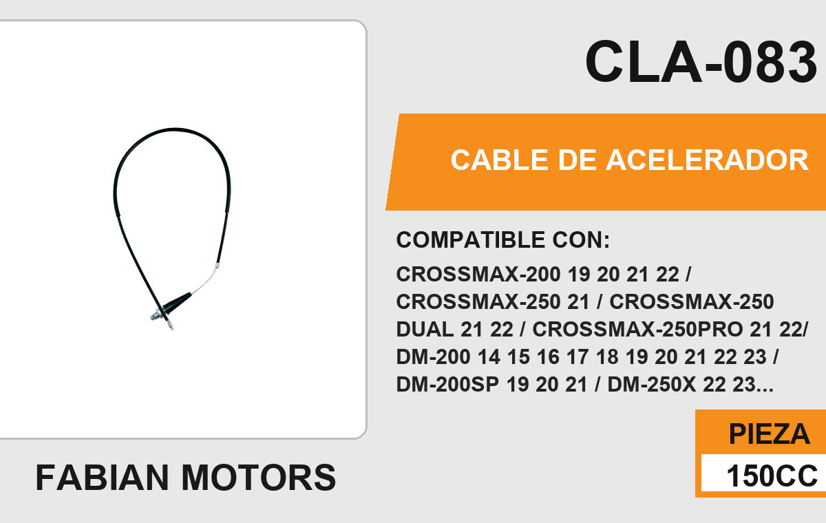 CABLE DE ACELERADOR Empaque (10 Piezas)