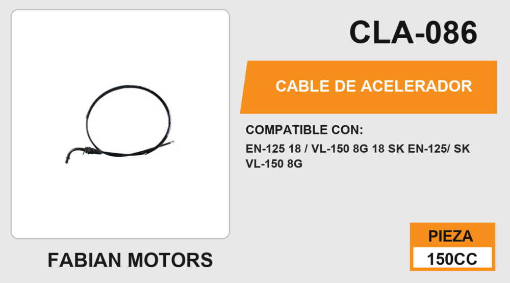 CABLE DE ACELERADOR Empaque (10 Piezas)