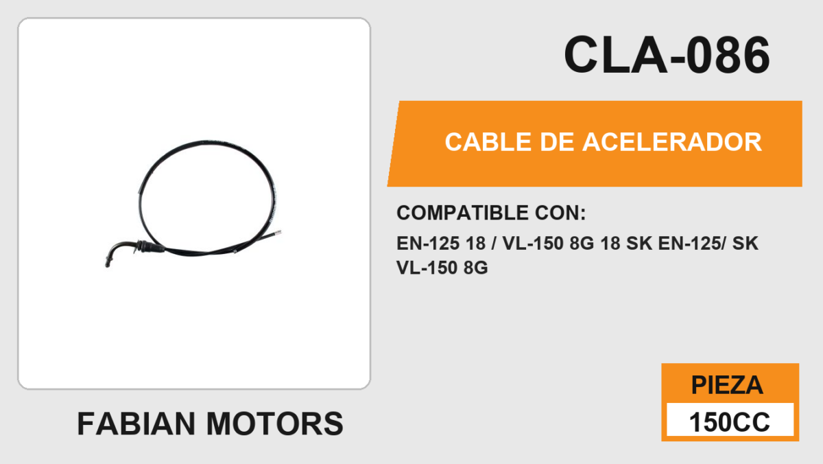 CABLE DE ACELERADOR Empaque (10 Piezas)