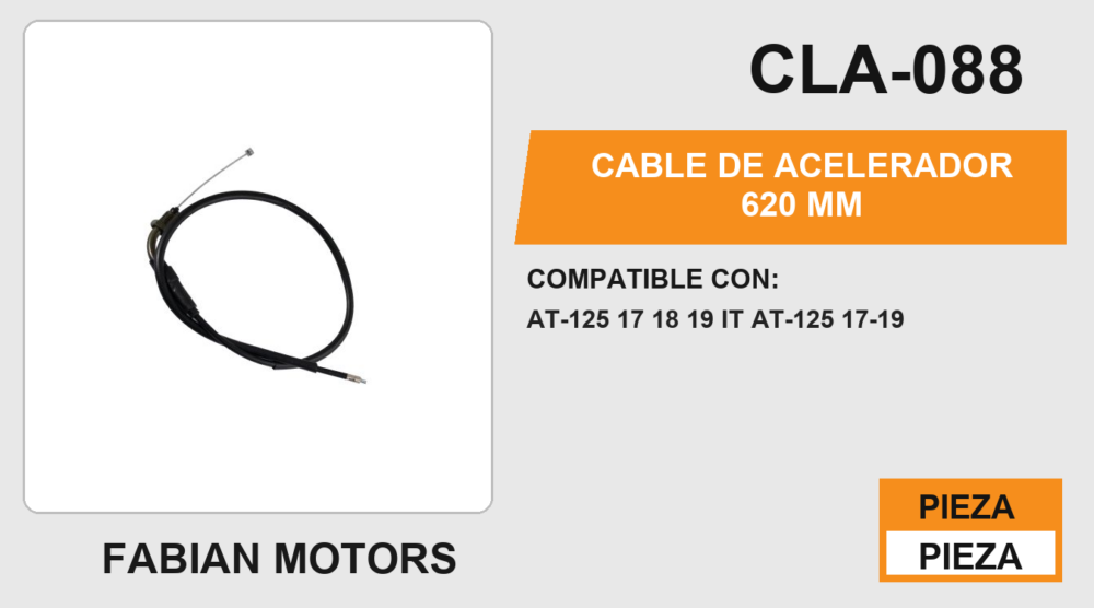 CABLE DE ACELERADOR 620mm Empaque (10 Piezas)