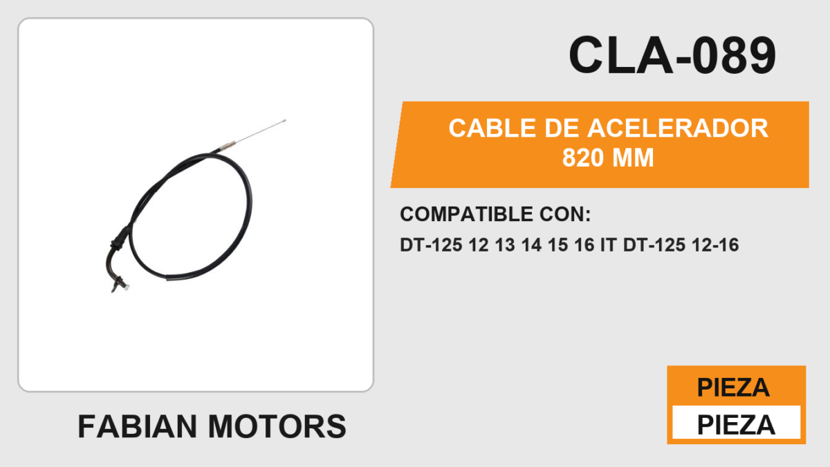 CABLE DE ACELERADOR 820mm Empaque (10 Piezas)