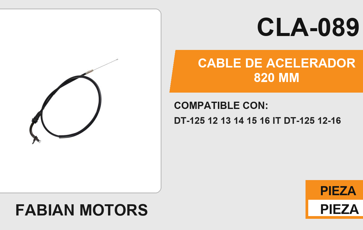 CABLE DE ACELERADOR 820mm Empaque (10 Piezas)