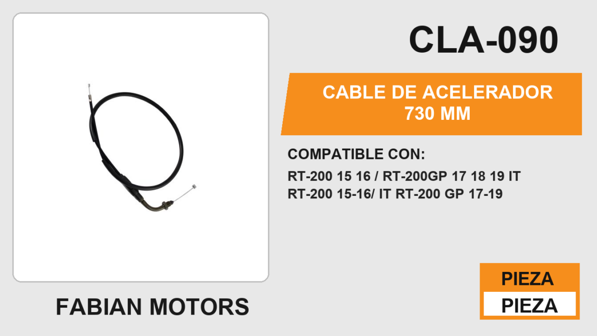 CABLE DE ACELERADOR 730mm Empaque (10 Piezas)
