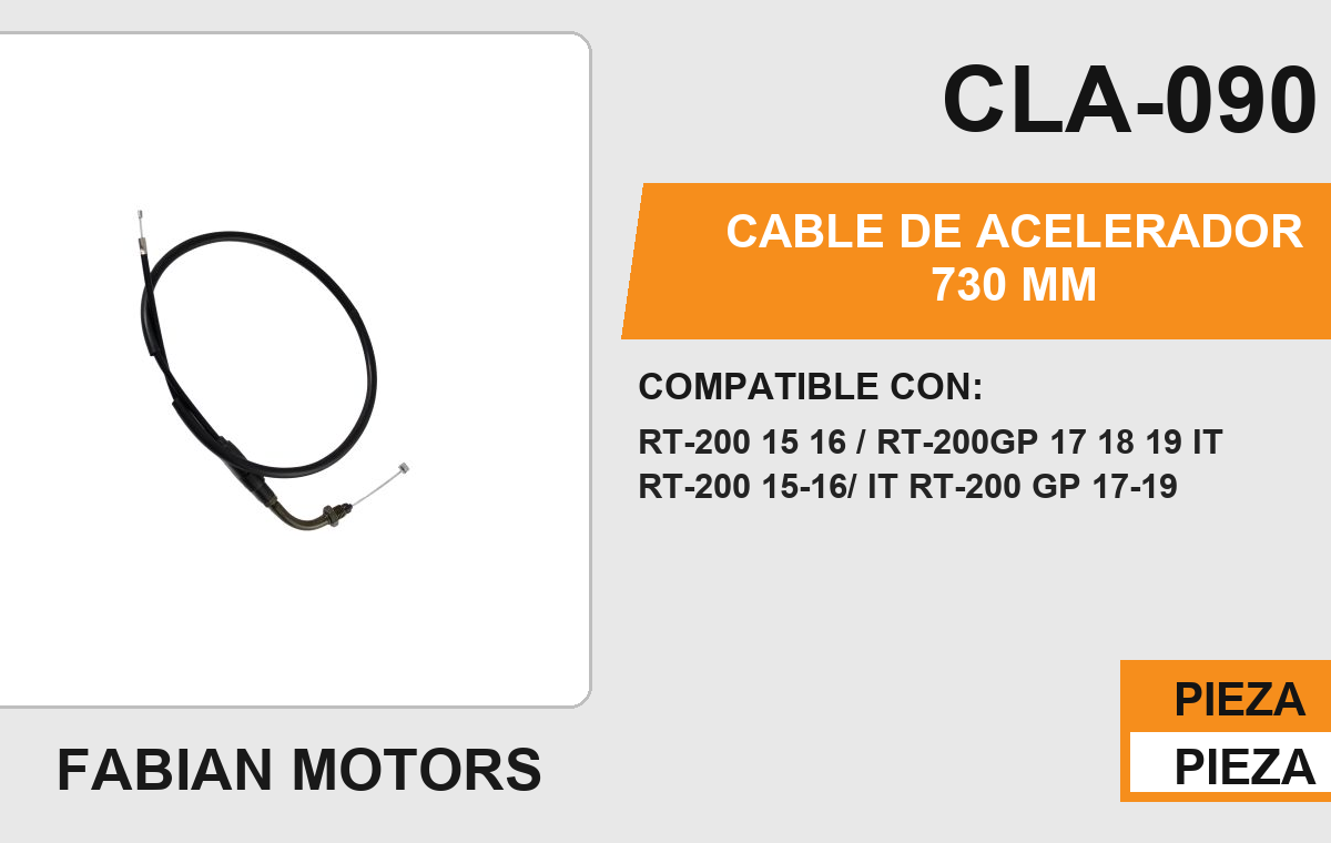 CABLE DE ACELERADOR 730mm Empaque (10 Piezas)