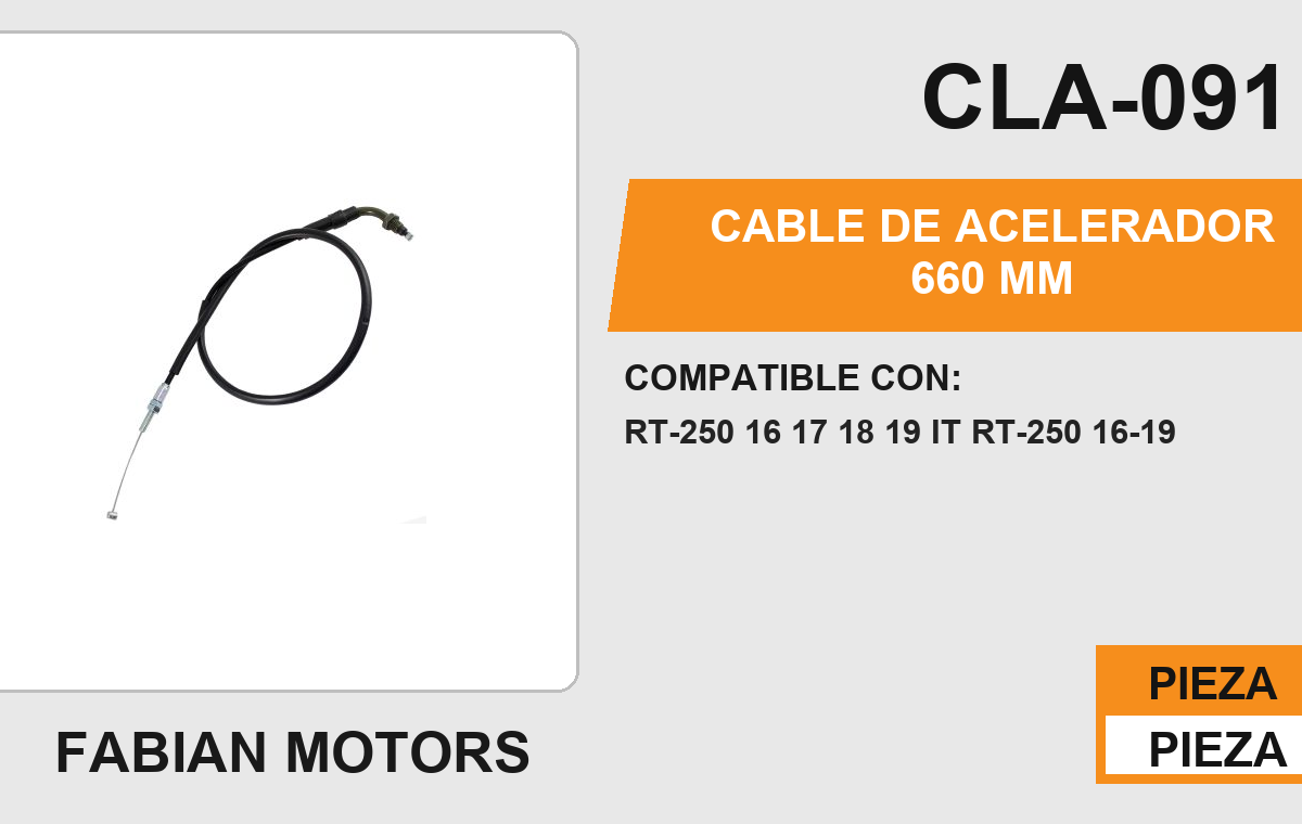 CABLE DE ACELERADOR 660mm Empaque (10 Piezas)