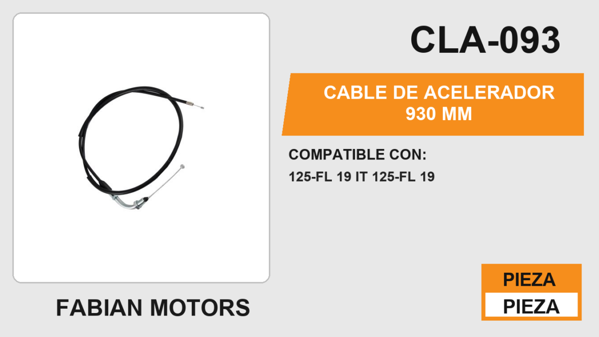 CABLE DE ACELERADOR 930mm Empaque (10 Piezas)