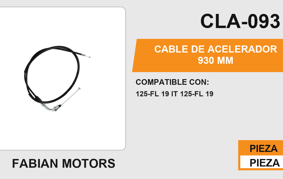 CABLE DE ACELERADOR 930mm Empaque (10 Piezas)