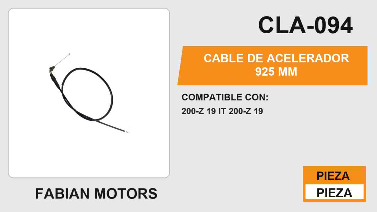 CABLE DE ACELERADOR 925mm Empaque (10 Piezas)
