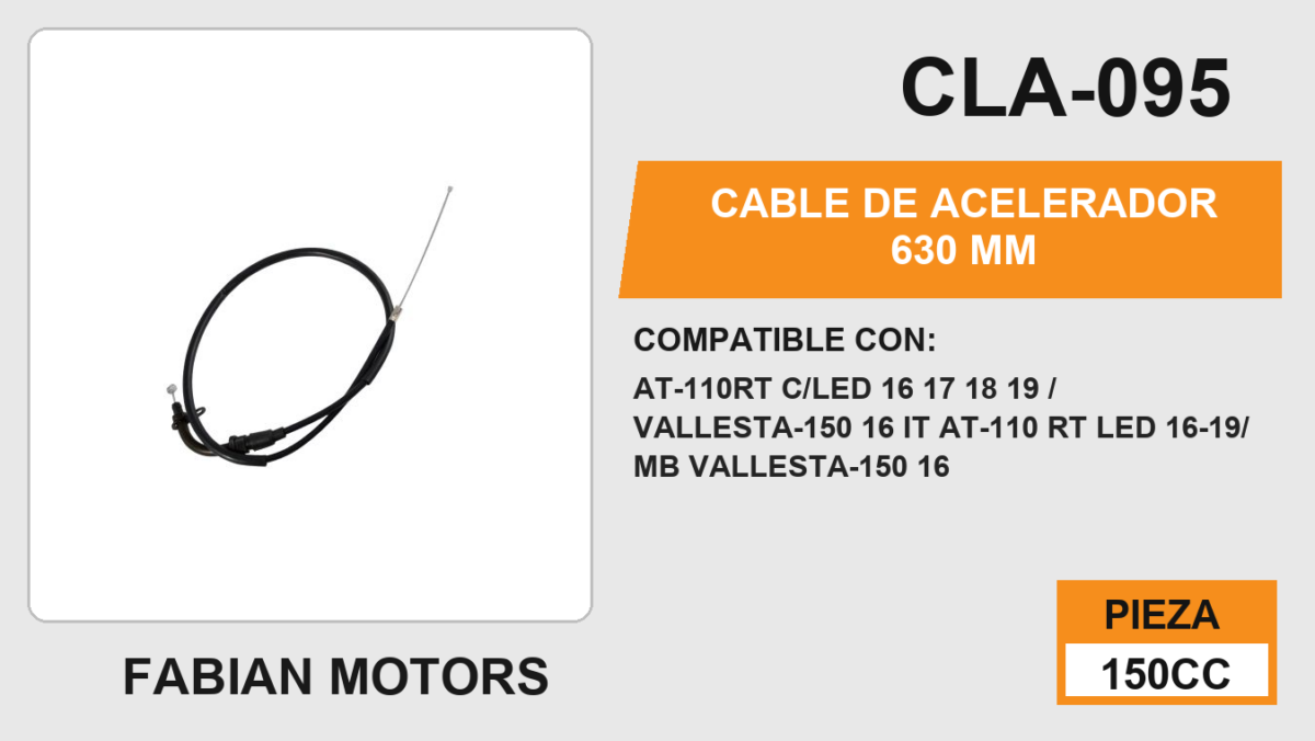CABLE DE ACELERADOR 630mm Empaque (10 Piezas)