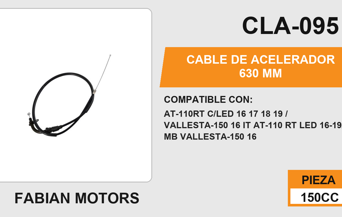 CABLE DE ACELERADOR 630mm Empaque (10 Piezas)