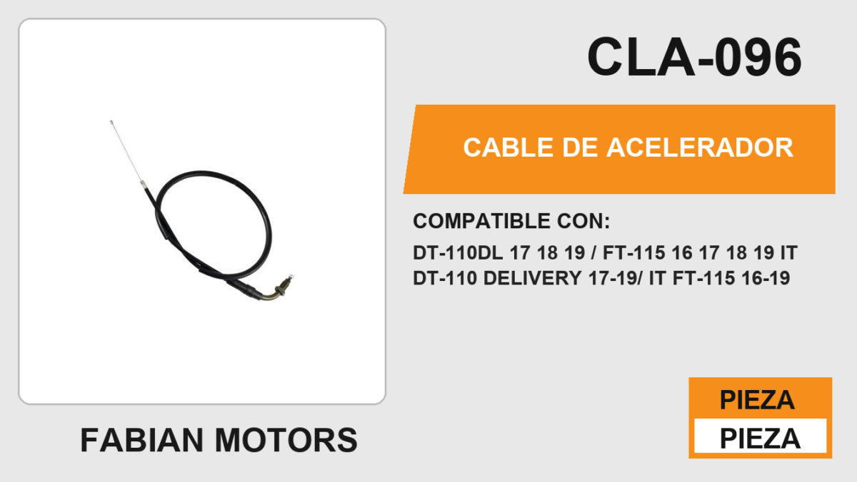 CABLE DE ACELERADOR Empaque (10 Piezas)