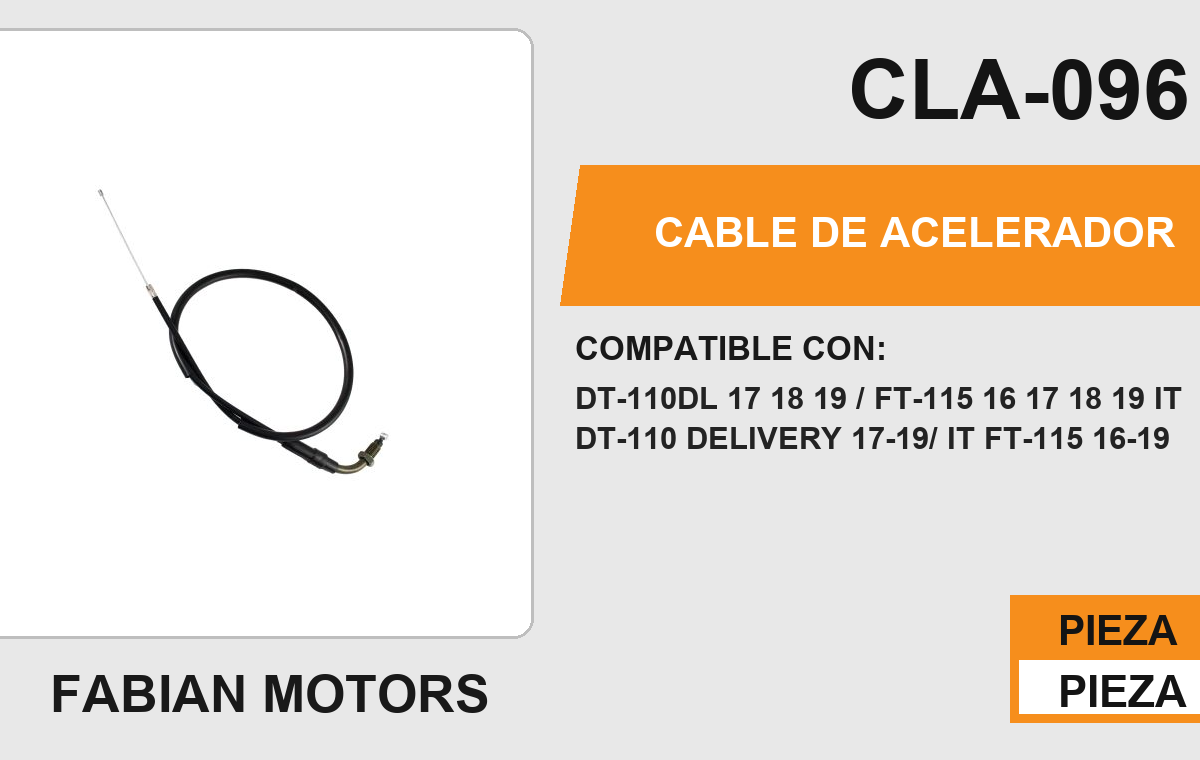 CABLE DE ACELERADOR Empaque (10 Piezas)