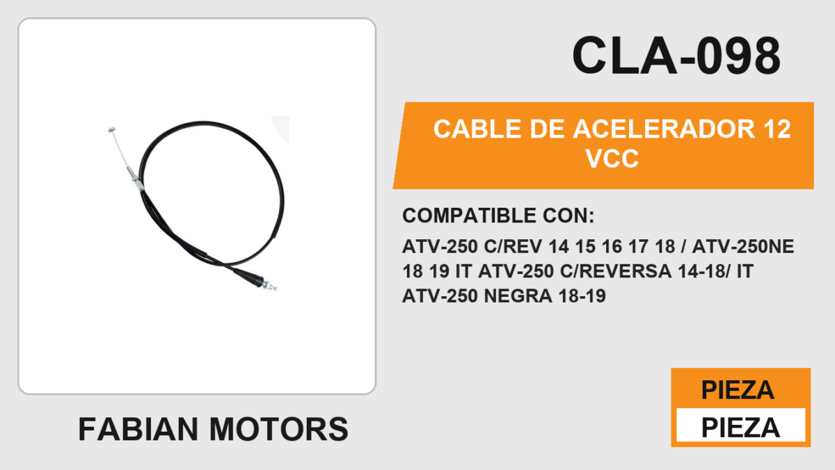 CABLE DE ACELERADOR Empaque (10 Piezas)