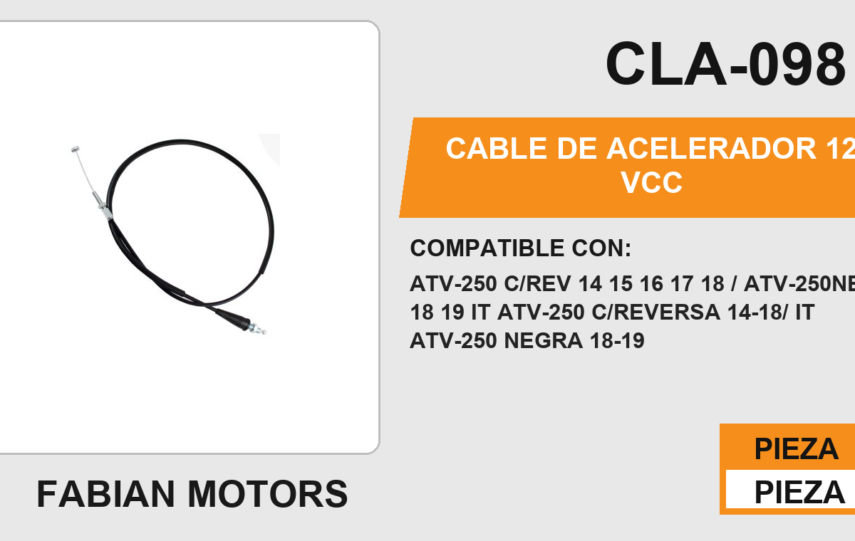 CABLE DE ACELERADOR Empaque (10 Piezas)
