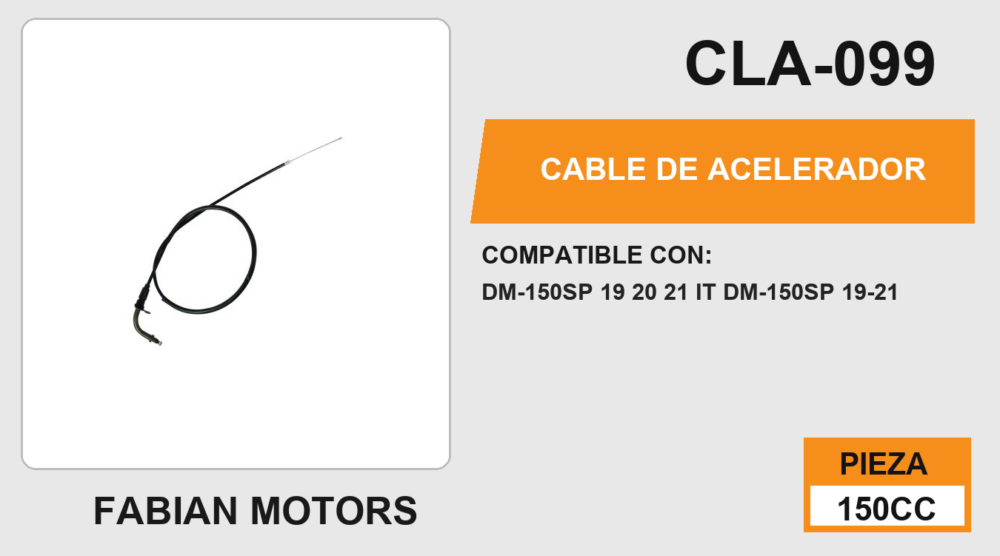 CABLE DE ACELERADOR Empaque (10 Piezas)