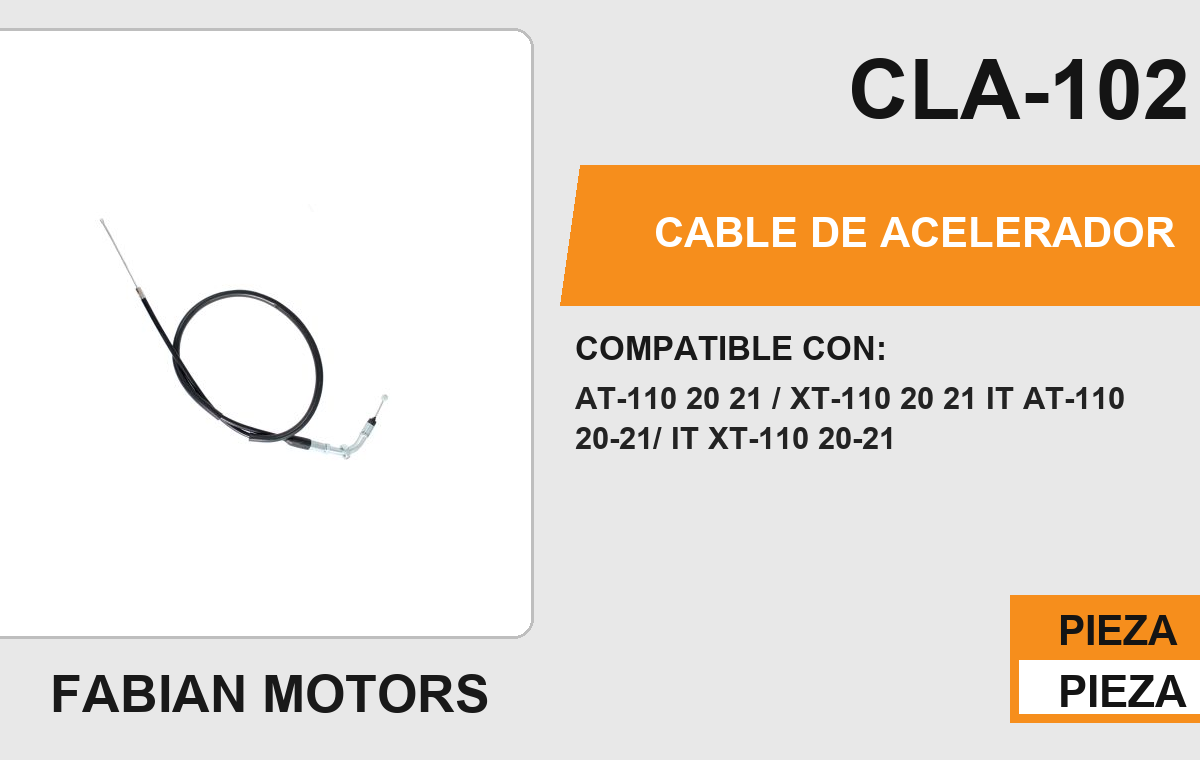 CABLE DE ACELERADOR Empaque (10 Piezas)