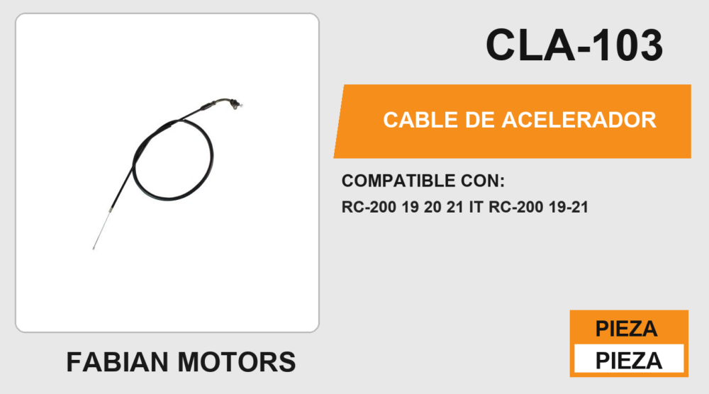 CABLE DE ACELERADOR Empaque (10 Piezas)