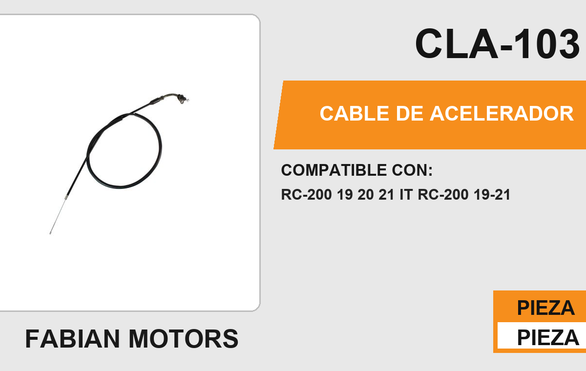 CABLE DE ACELERADOR Empaque (10 Piezas)