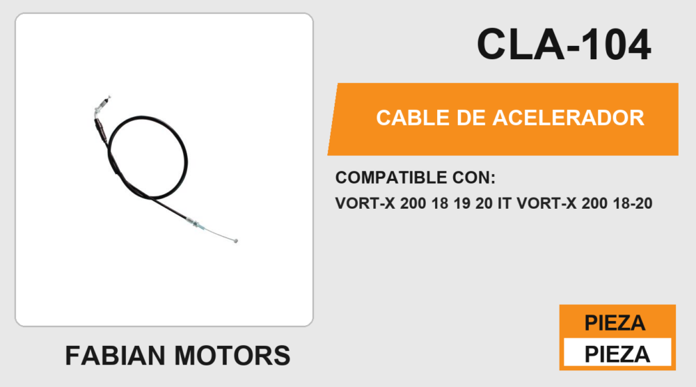 CABLE DE ACELERADOR Empaque (10 Piezas)