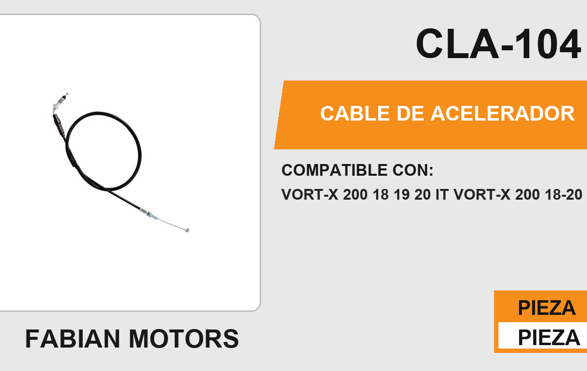 CABLE DE ACELERADOR Empaque (10 Piezas)