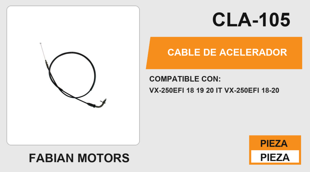 CABLE DE ACELERADOR Empaque (10 Piezas)