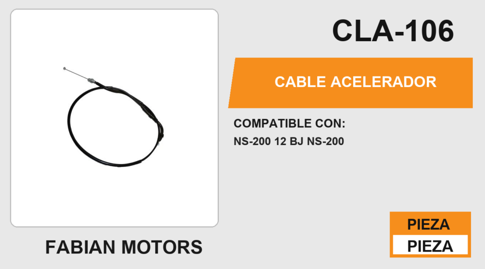CABLE DE ACELERADOR Empaque (10 Piezas)
