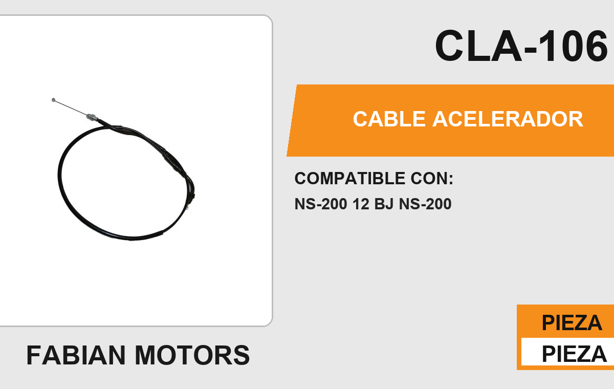CABLE DE ACELERADOR Empaque (10 Piezas)