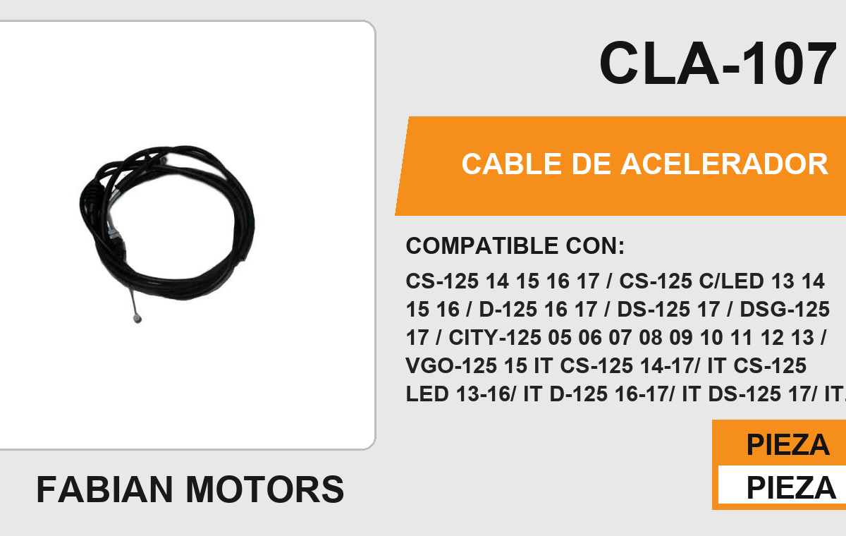 CABLE DE ACELERADOR Empaque (10 Piezas)