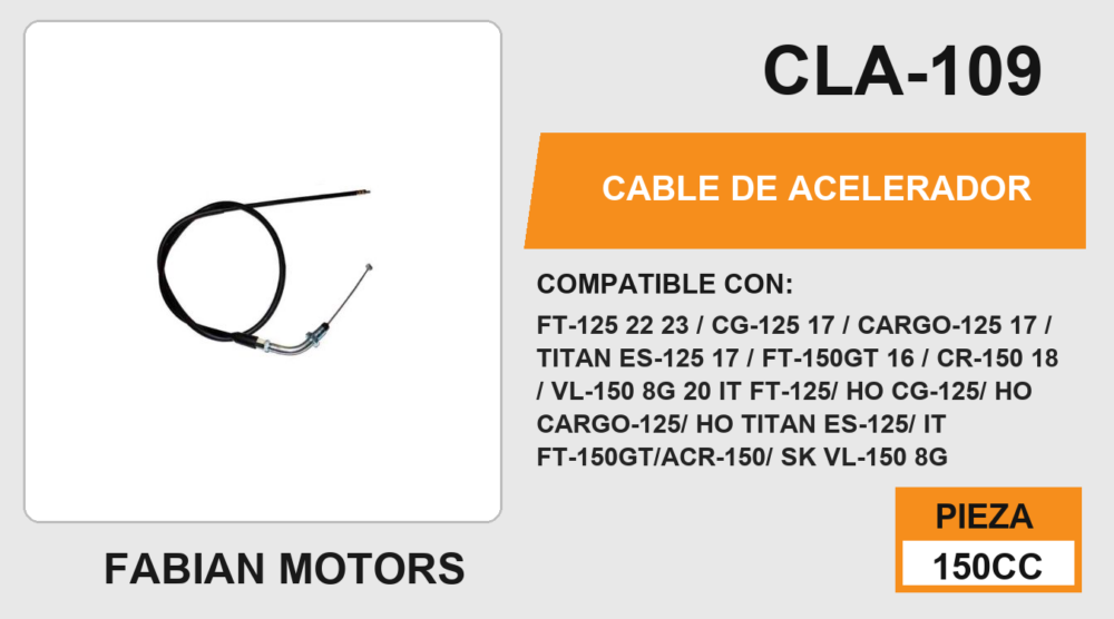 CABLE DE ACELERADOR Empaque (10 Piezas)