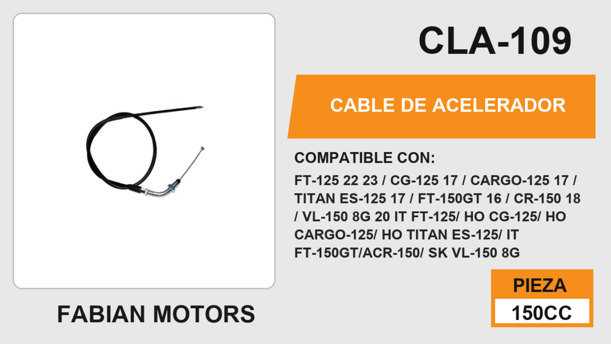 CABLE DE ACELERADOR Empaque (10 Piezas)