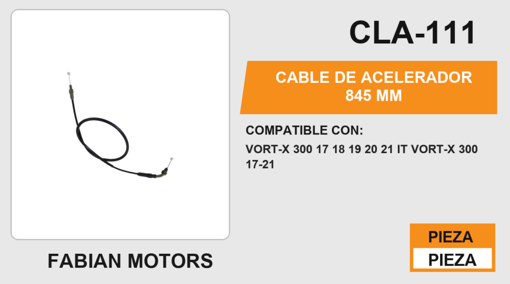 CABLE DE ACELERADOR 845mm Empaque (10 Piezas)