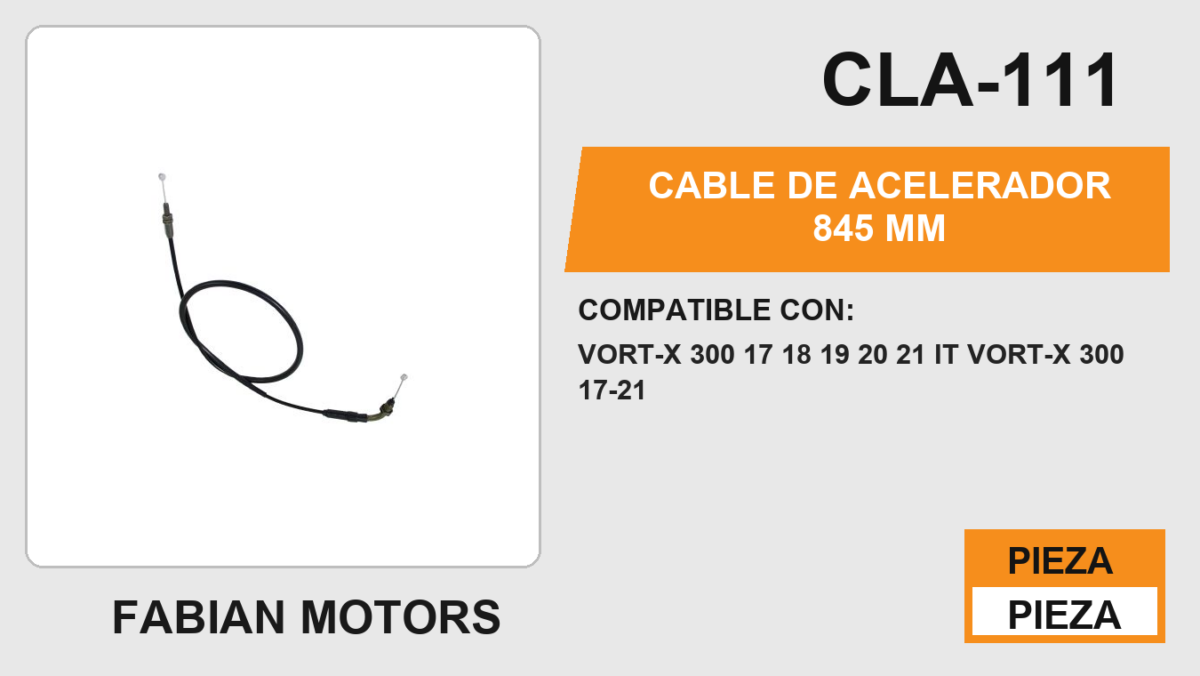 CABLE DE ACELERADOR 845mm Empaque (10 Piezas)