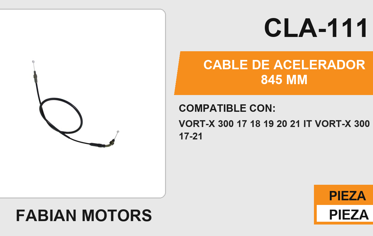 CABLE DE ACELERADOR 845mm Empaque (10 Piezas)