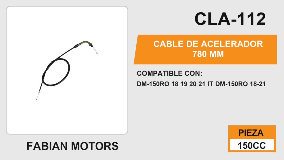 CABLE DE ACELERADOR 780mm Empaque (10 Piezas)