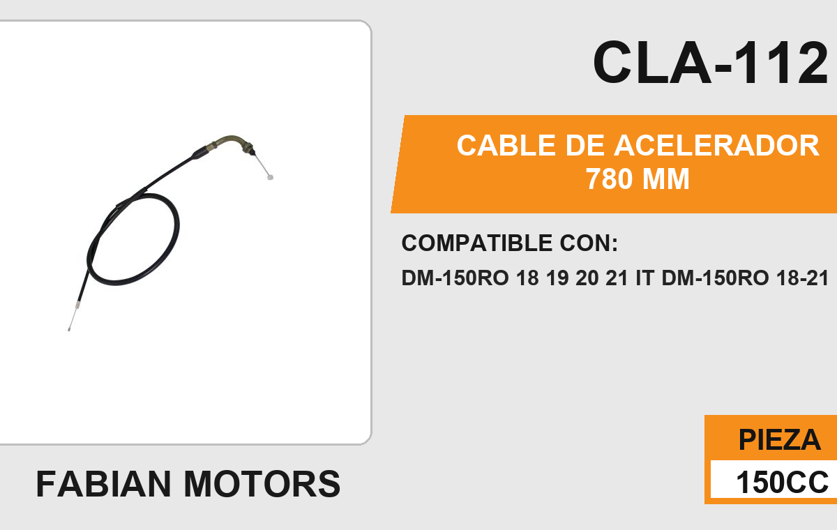 CABLE DE ACELERADOR 780mm Empaque (10 Piezas)