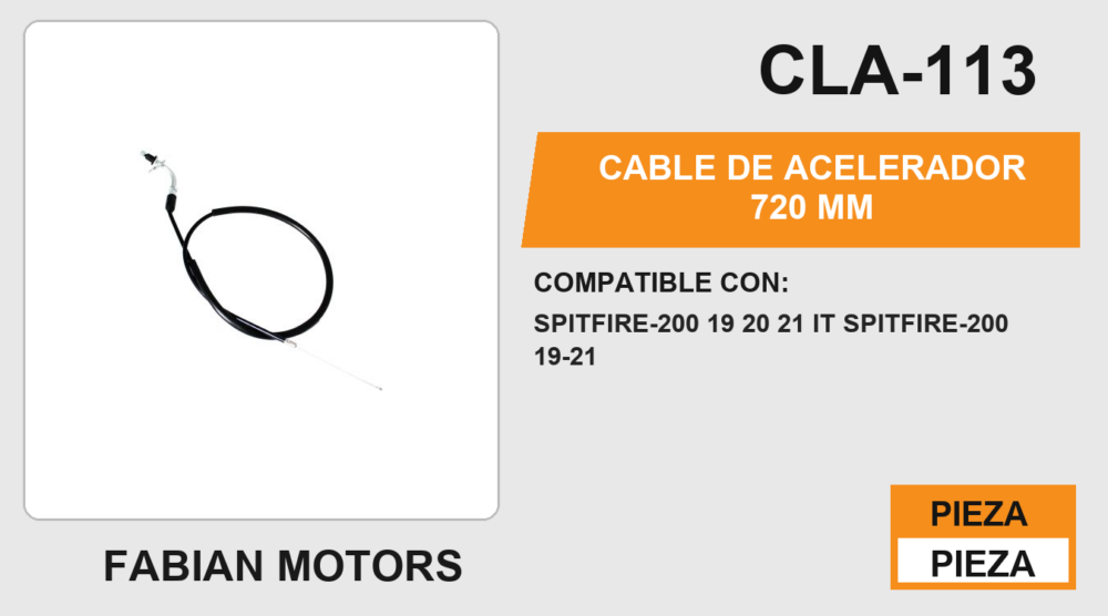 CABLE DE ACELERADOR 720mm Empaque (10 Piezas)