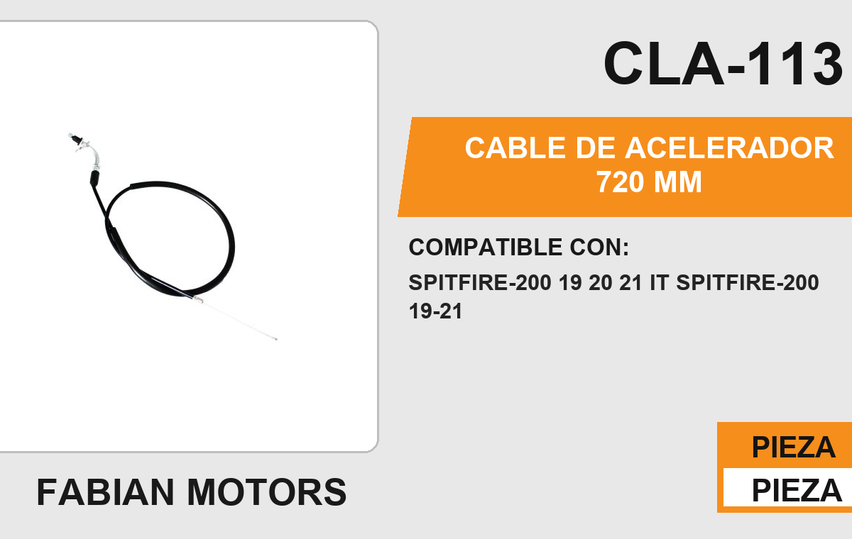 CABLE DE ACELERADOR 720mm Empaque (10 Piezas)