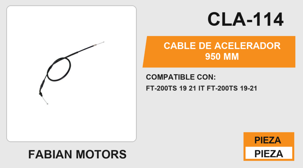 CABLE DE ACELERADOR 950mm Empaque (10 Piezas)
