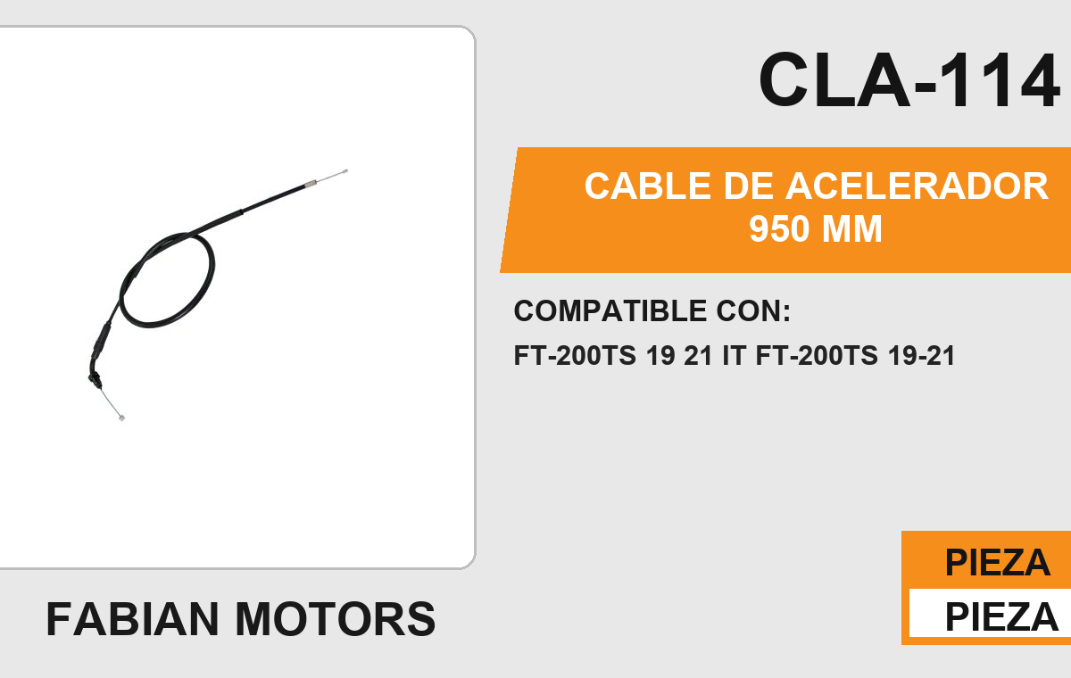 CABLE DE ACELERADOR 950mm Empaque (10 Piezas)