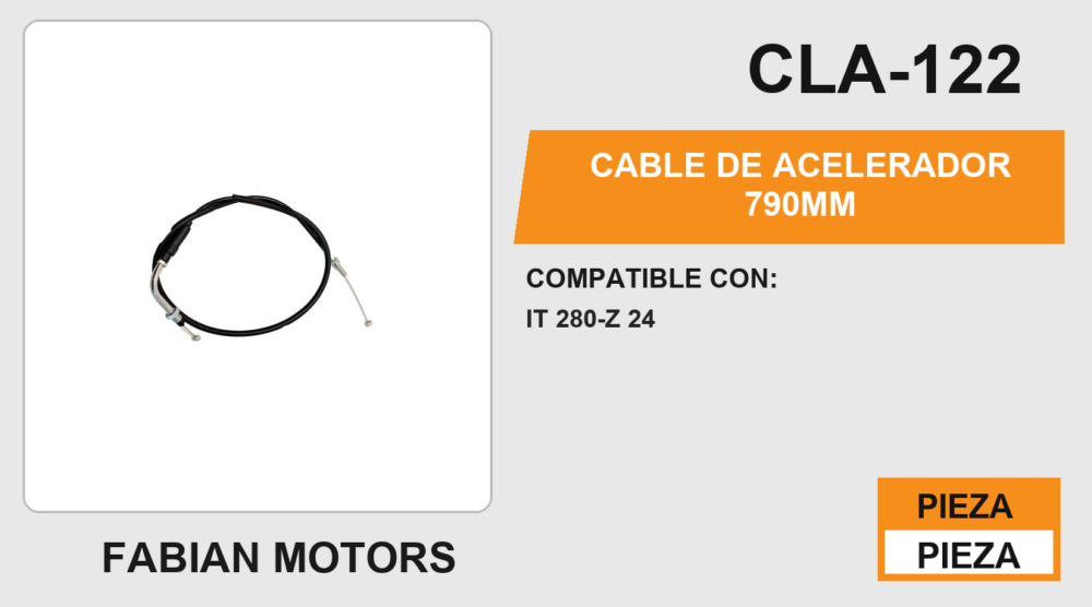 CABLE DE ACELERADOR 790mm Empaque (10 Piezas)