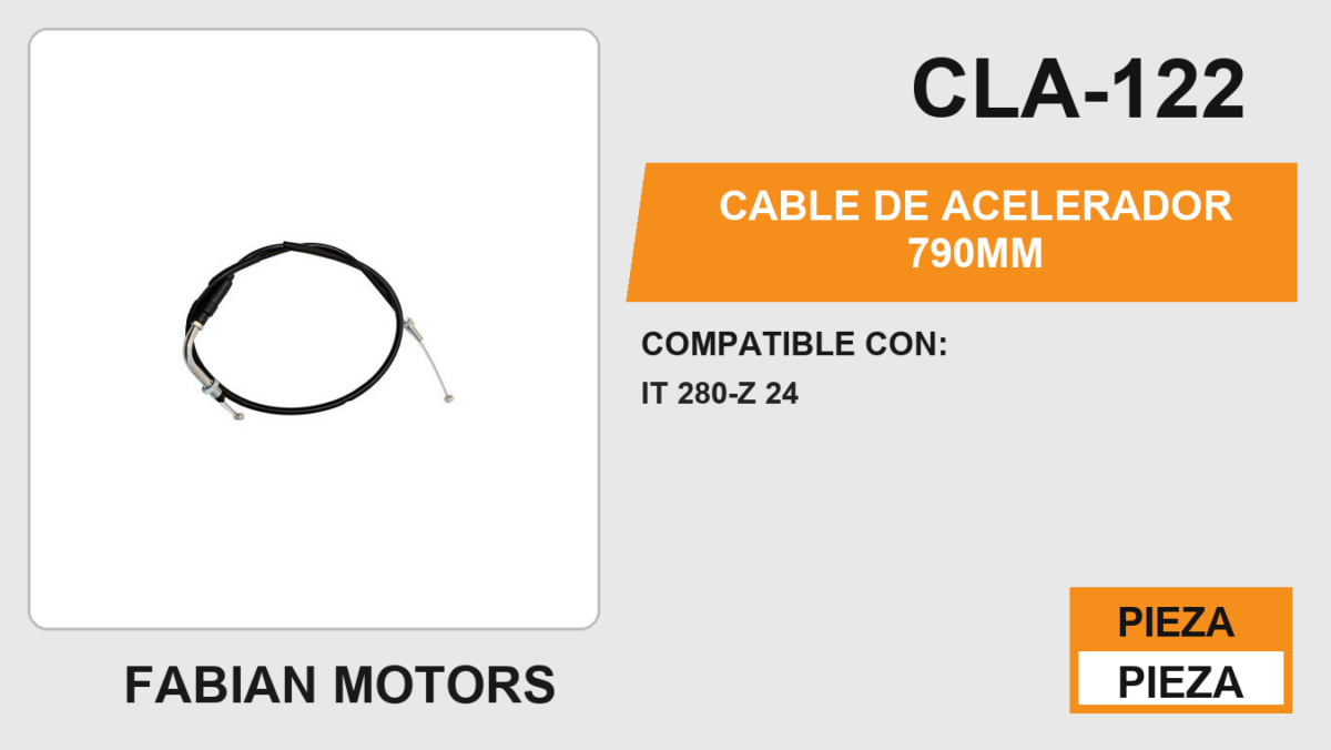 CABLE DE ACELERADOR 790mm Empaque (10 Piezas)