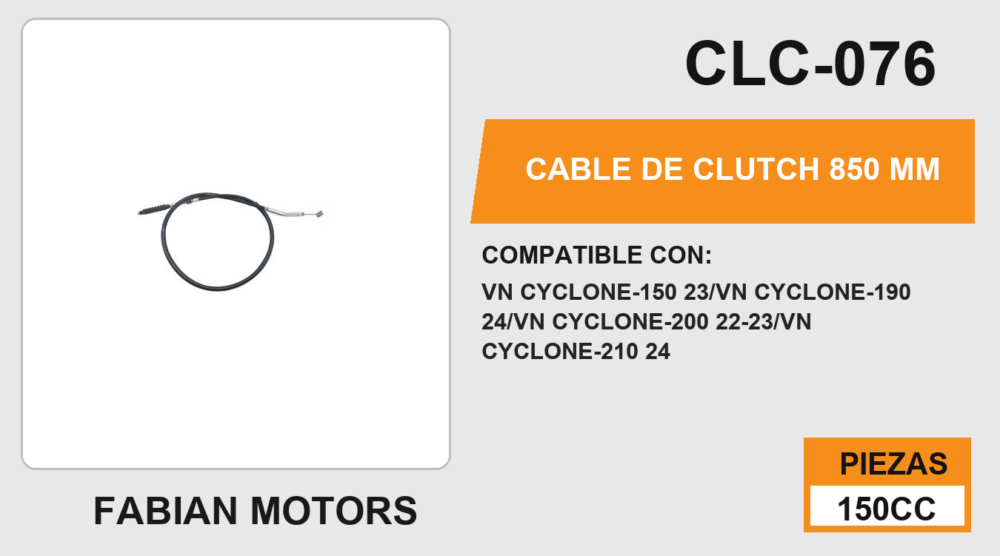 CABLE DE CLUTCH 850 mm