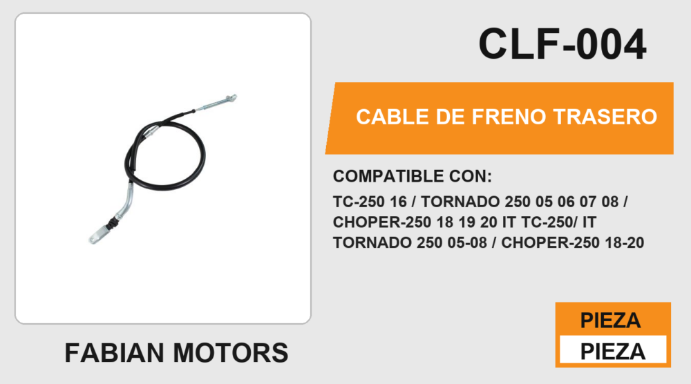 CABLE DE FRENO TRASERO Empaque (10 Piezas)