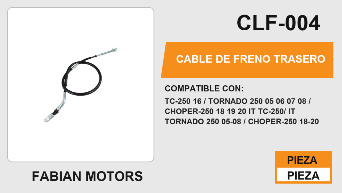 CABLE DE FRENO TRASERO Empaque (10 Piezas)