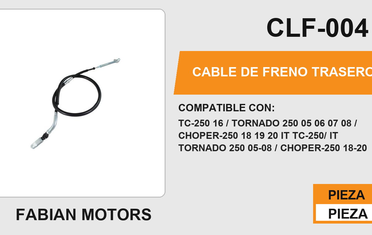 CABLE DE FRENO TRASERO Empaque (10 Piezas)