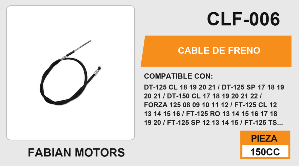 CABLE DE FRENO DELANTERO Empaque (10 Piezas)