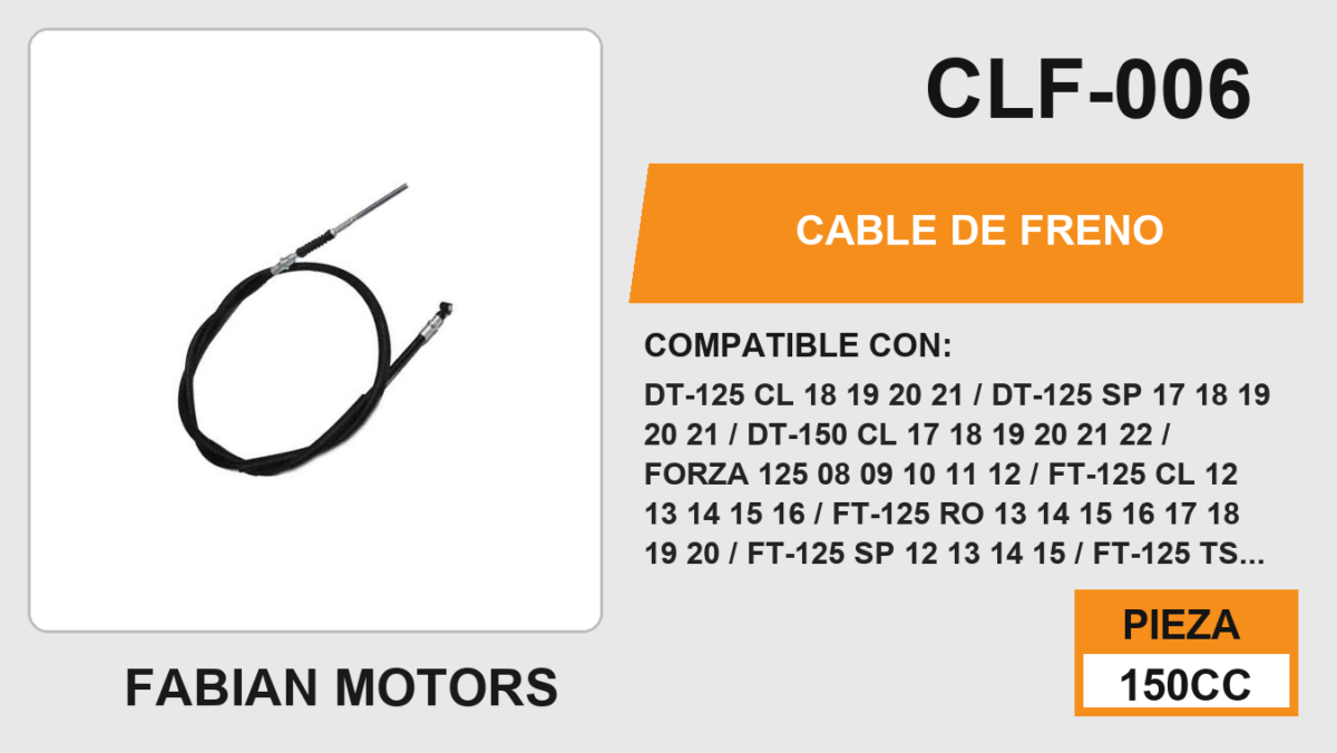 CABLE DE FRENO DELANTERO Empaque (10 Piezas)