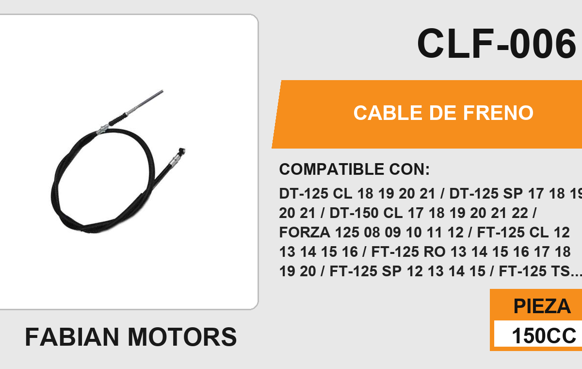 CABLE DE FRENO DELANTERO Empaque (10 Piezas)