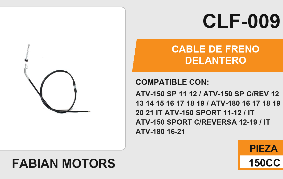 CABLE DE FRENO DELANTERO Empaque (10 Piezas)