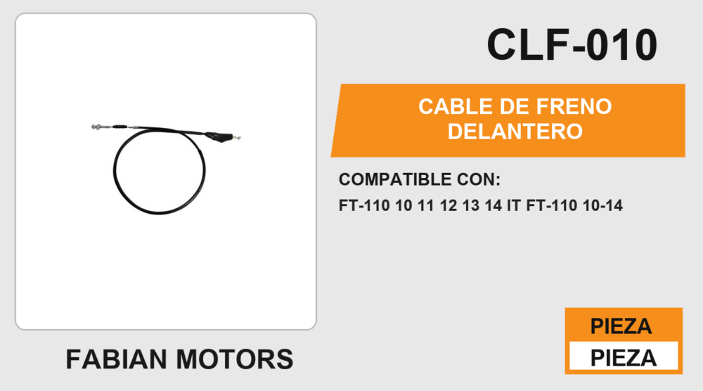 CABLE DE FRENO DELANTERO Empaque (10 Piezas)